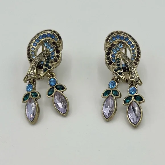 RARE Heidi Daus NWOT Crystal Pearl Peace Sign Necklace & Earring Set | Vintage - Picture 9 of 10